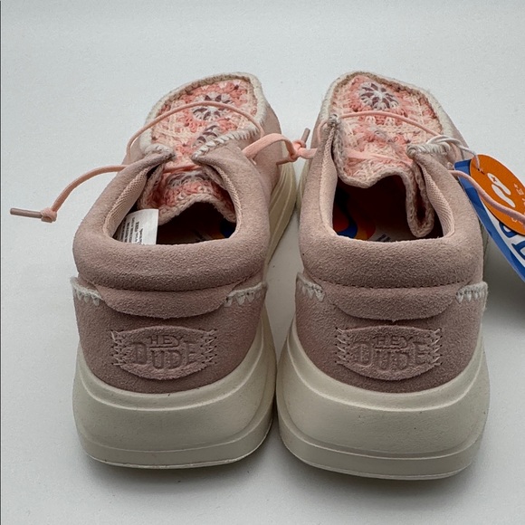 Hey Dude Limited Edition Pale Pink Suede Crochet Shoes - Picture 4 of 6